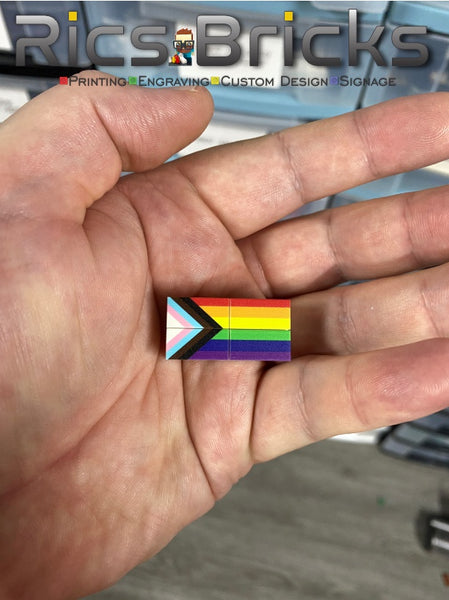 Progress Pride flag printed tiles.